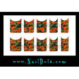 Orange and Green Camo Nail Wraps or Nail Tips