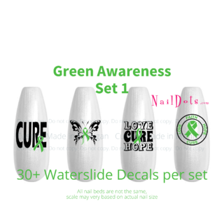 Green Awareness Ribbon Nail Decals Set 1