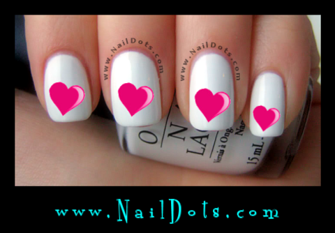 Valentine's Day | Holiday | Nail Decals | Pink Heart Nail Decals | Naildots