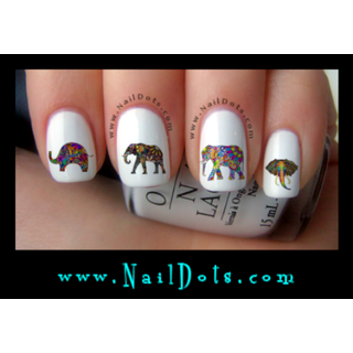 Colorful Elephants Nail Decal