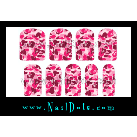 Pink Camo Nail Wraps or Nail Tips