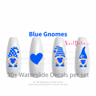 Blue Heart Gnome Nail Decals