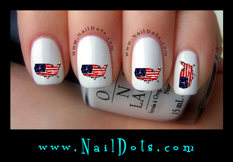 American Flag Peace Nail Decals