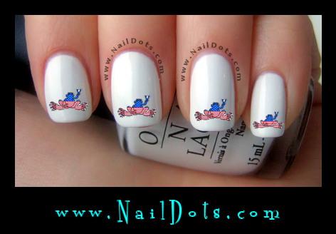 American Flag Peace Frog Nail Decals